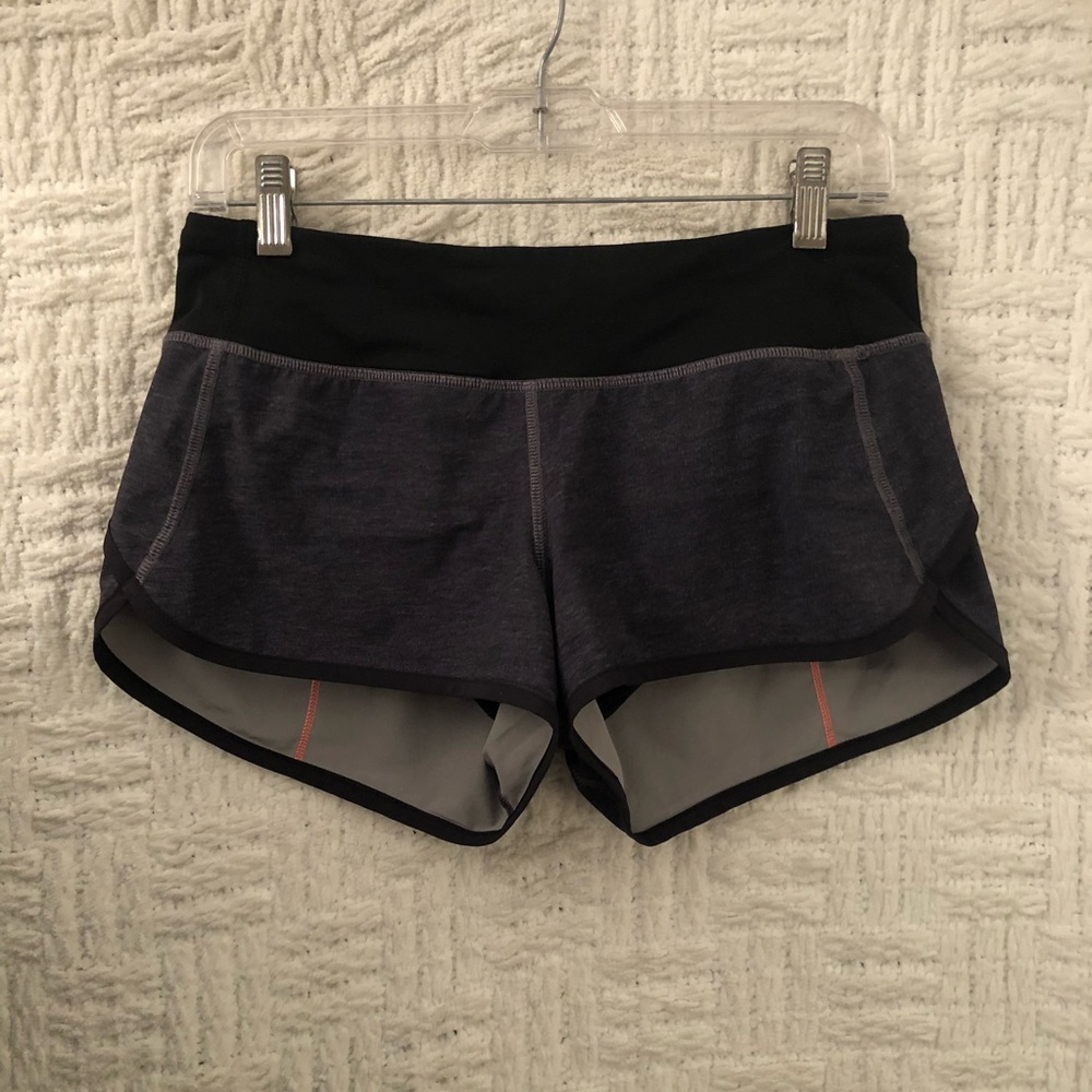 Lululemon Speed Shorts Athletic Lined Running Short Grey Orange 4 Small